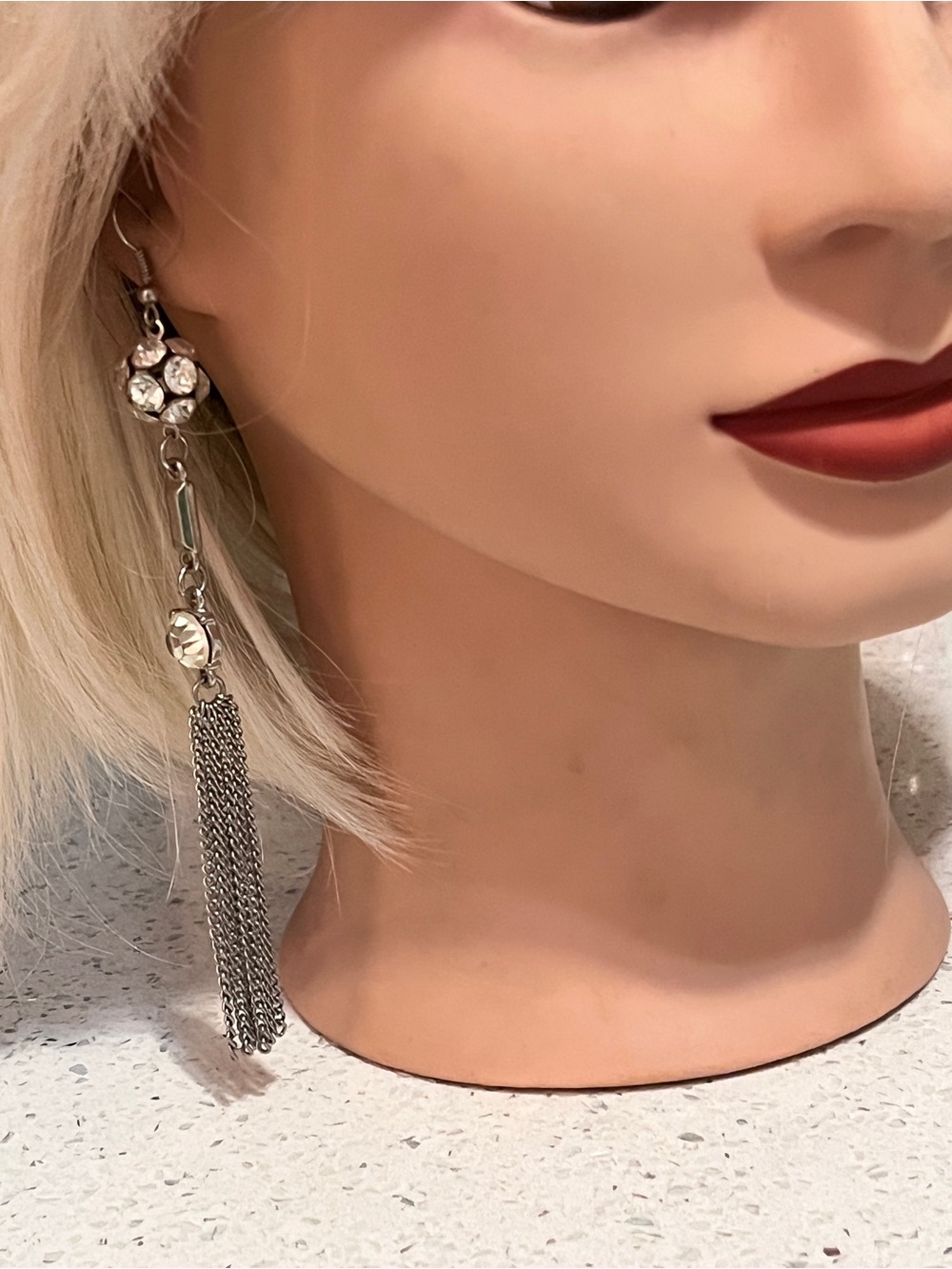 VTG bling w gunmetal accent dangle earrings